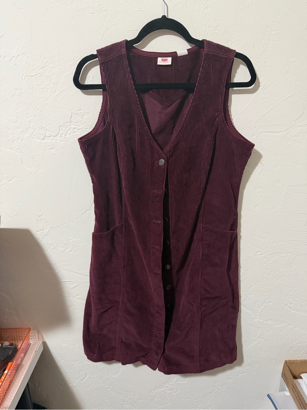 Levi's Corduroy Tank Dress in Burgundy